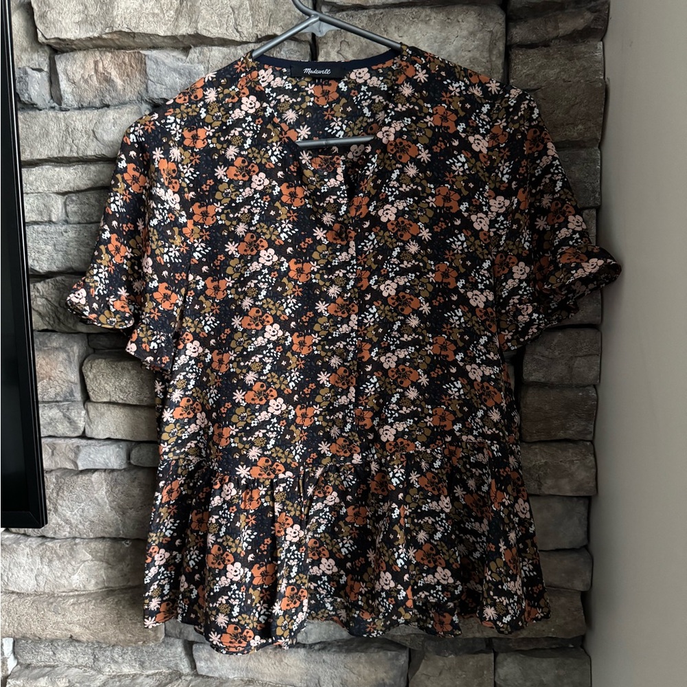 Madewell floral silk blouse